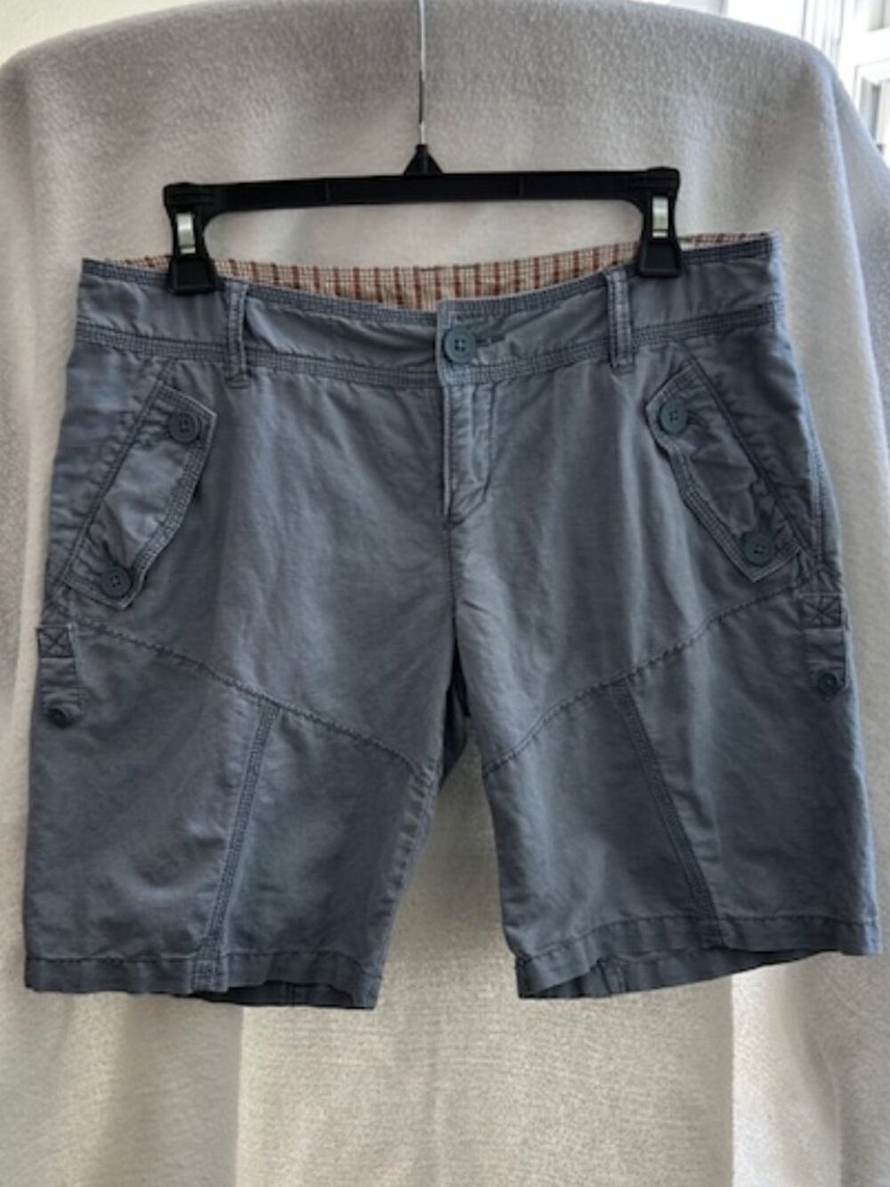 Free People Linen Blend Convertible Bermuda Short | Dusty Blue | Sz 6